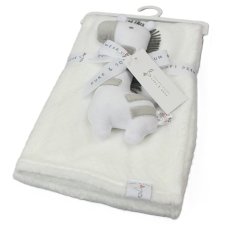 J14041: Baby Plush Zebra Rattle Toy & Blanket Set